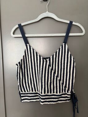 Madewell Navy and White Striped Wrap-Front Women’s Tank/camisole